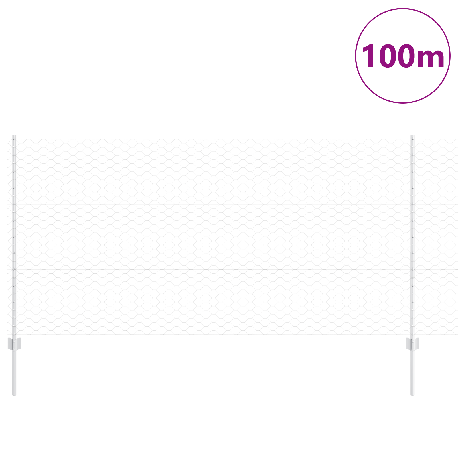Gjerde med innlegg. sølv 1.2 x 100 m Stål