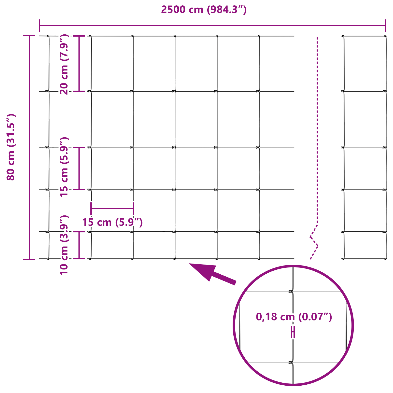 Gjerde med innlegg. sølv 0.8 x 25 m Stål