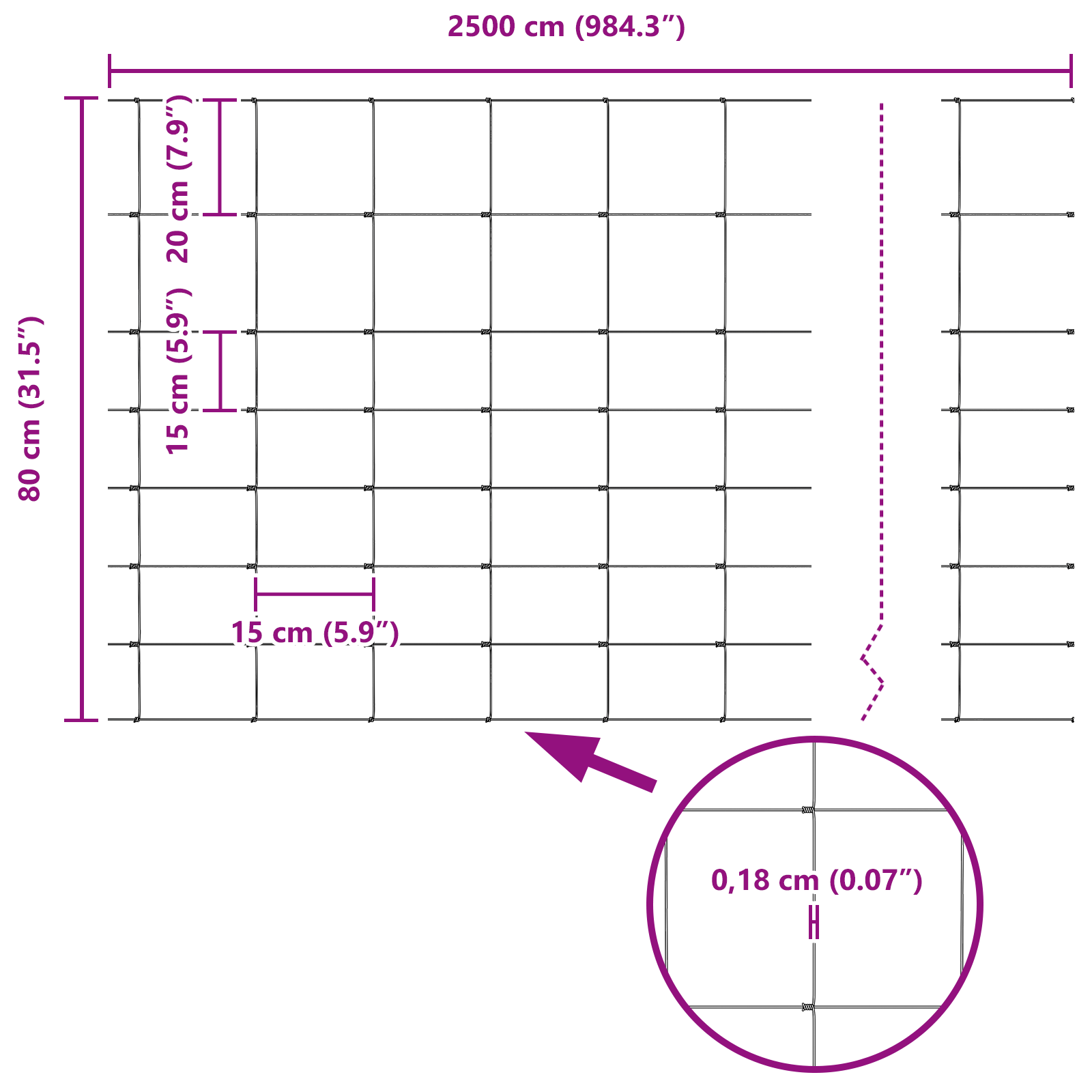 Gjerde med innlegg. sølv 0.8 x 25 m Stål