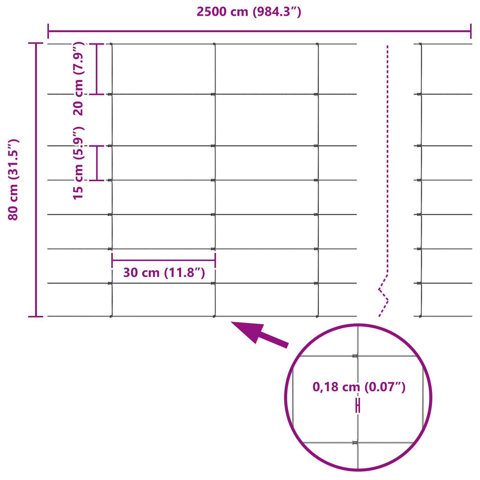Gjerde med innlegg. sølv 0.8 x 25 m Stål