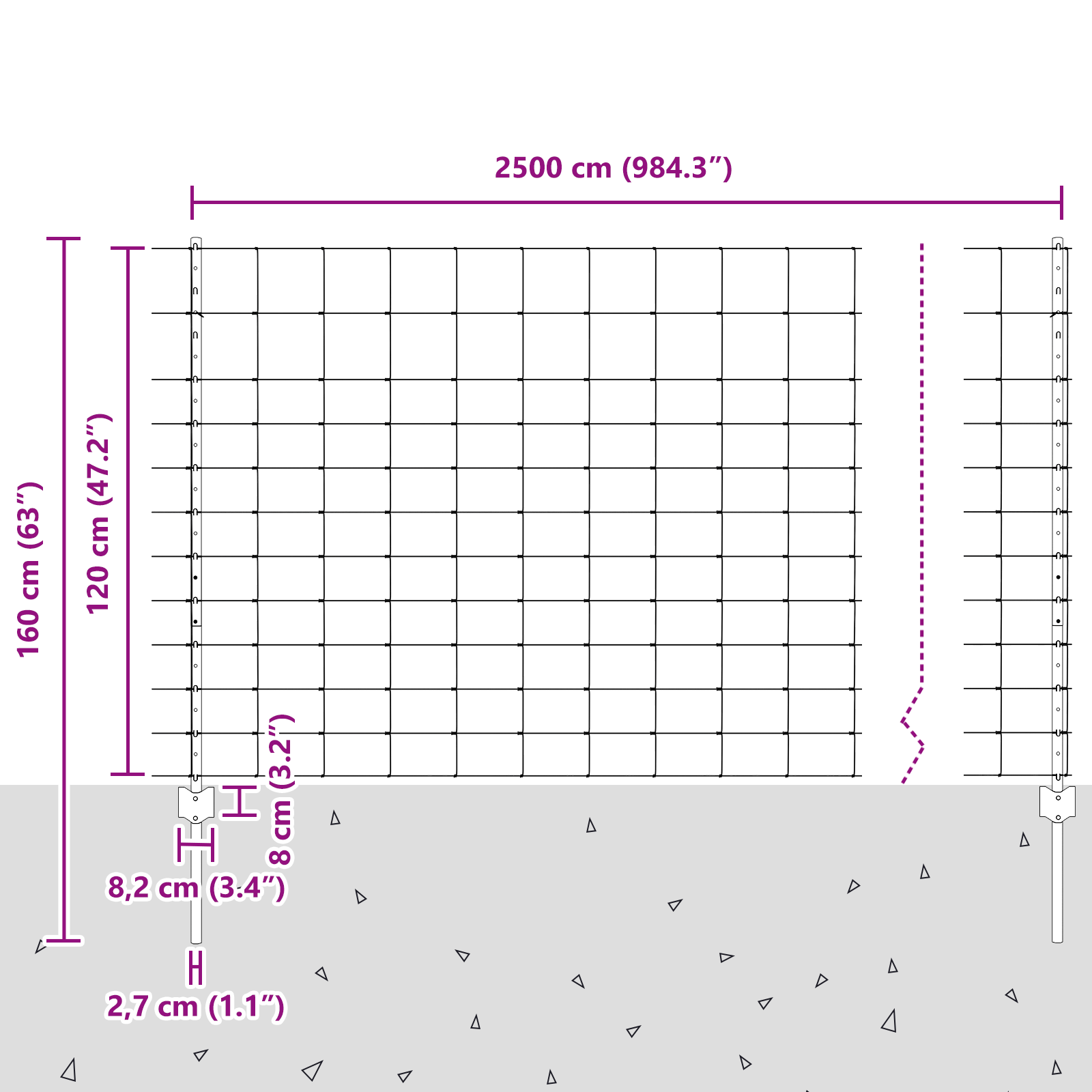 Gjerde med innlegg. sølv 1.2 x 25 m Stål