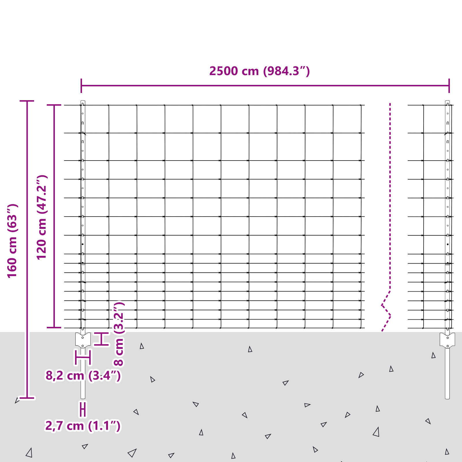 Gjerde med innlegg. sølv 1.2 x 25 m Stål