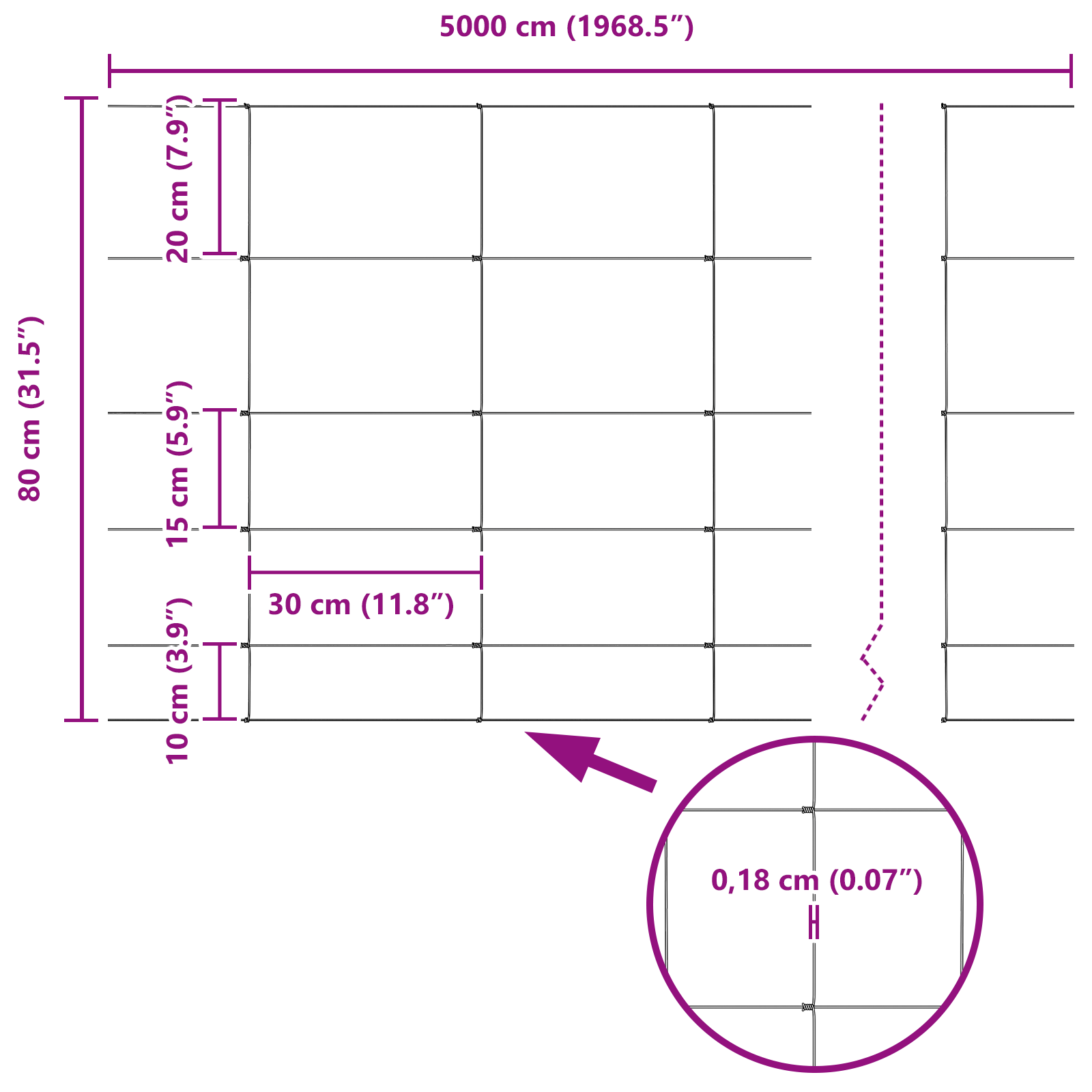 Gjerde med innlegg. sølv 0.8 x 50 m Stål