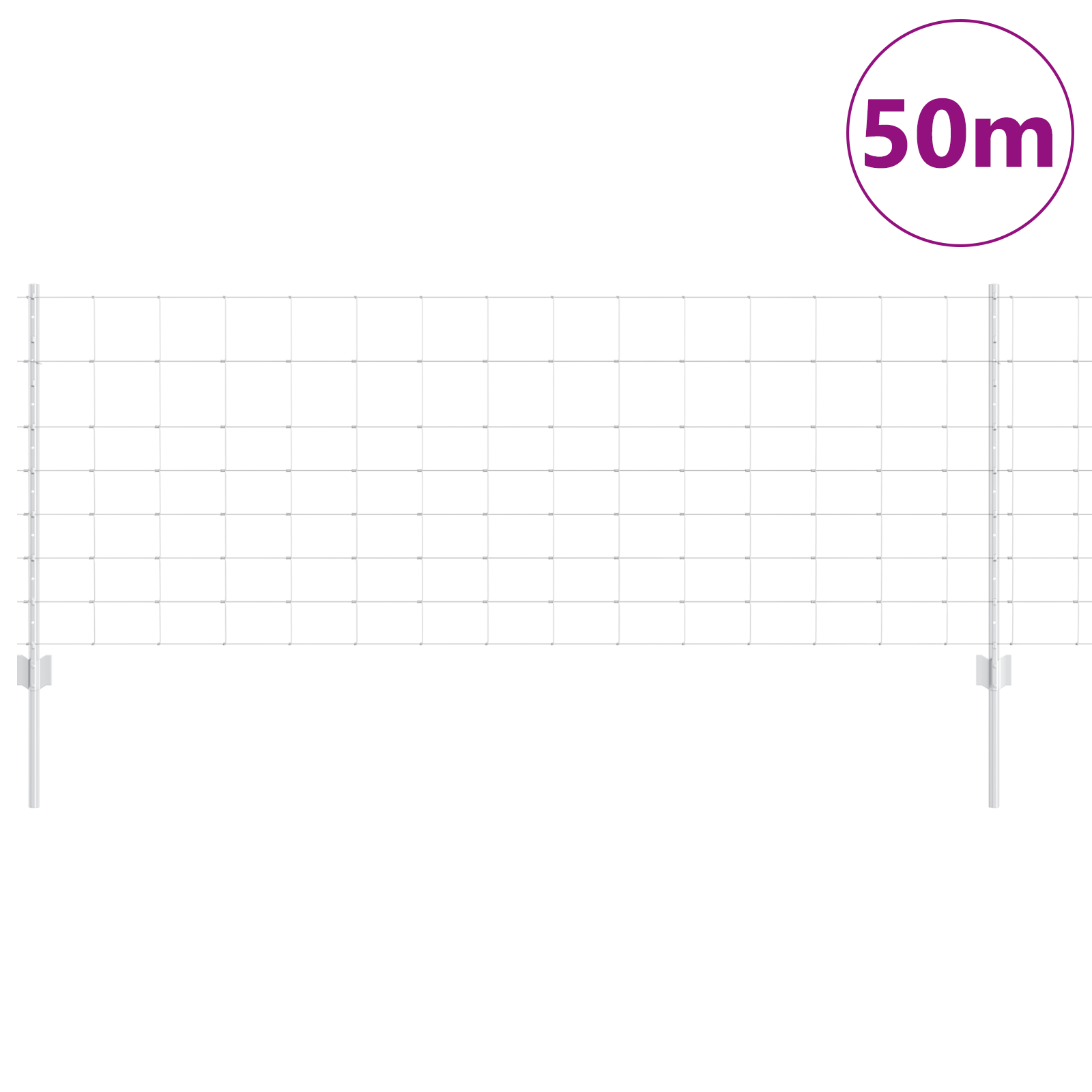 Gjerde med innlegg. sølv 0.8 x 50 m Stål