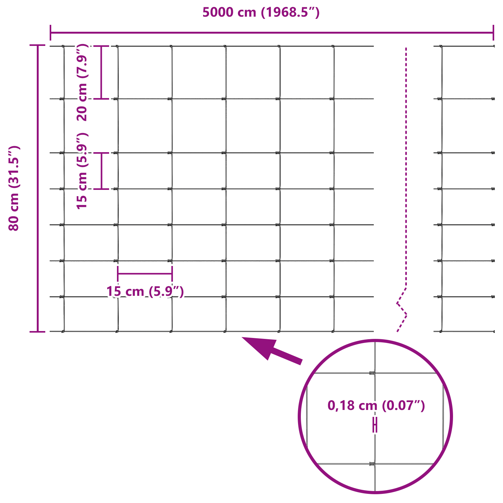 Gjerde med innlegg. sølv 0.8 x 50 m Stål