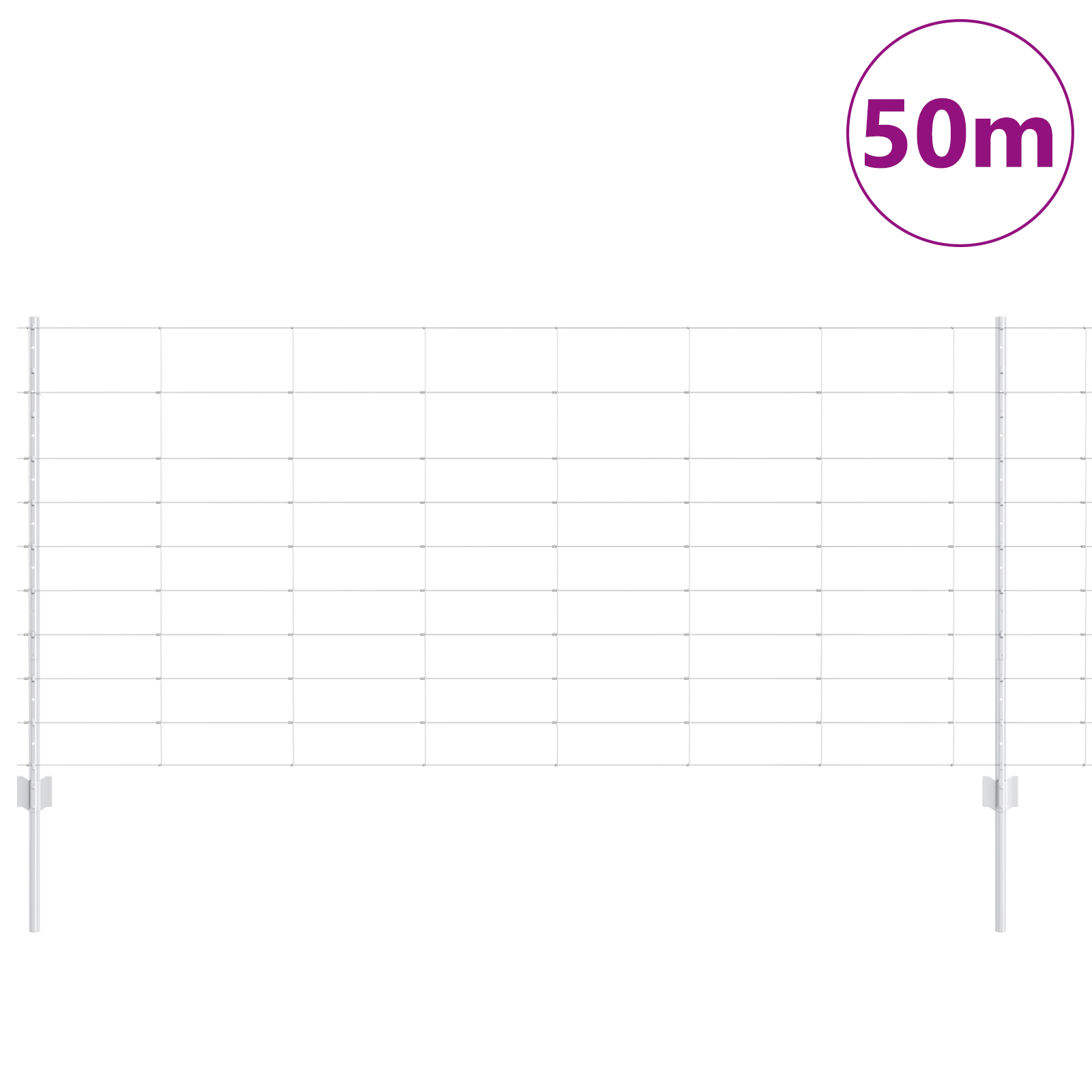 Gjerde med innlegg. sølv 1 x 50 m Stål