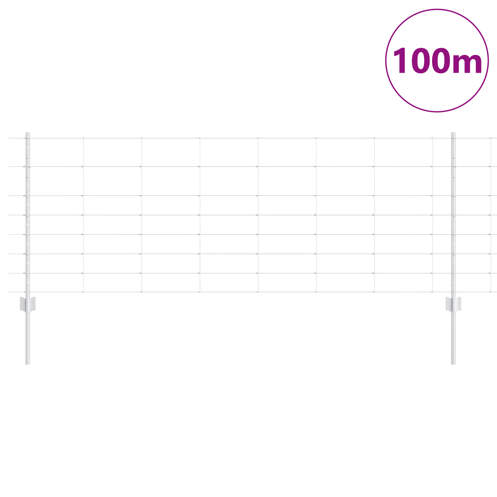 Gjerde med innlegg. sølv 0.8 x 100 m Stål