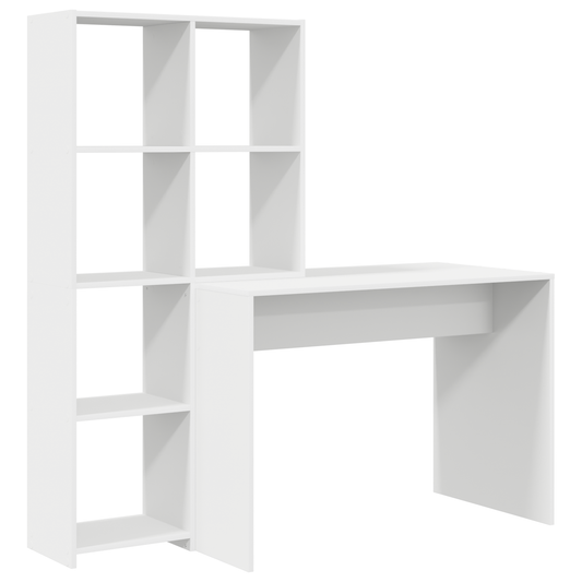 Skrivebord med hylle Hvit 138,5 x 55 x 143 cm Konstruert tre
