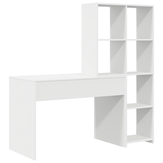 Skrivebord med hylle Hvit 138,5 x 55 x 143 cm Konstruert tre