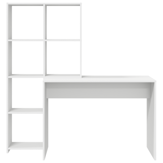Skrivebord med hylle Hvit 138,5 x 55 x 143 cm Konstruert tre