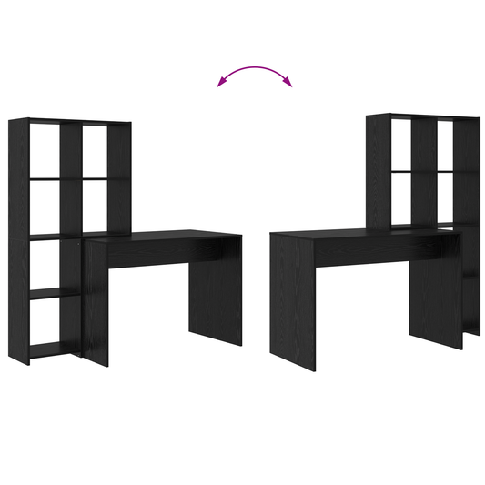 Skrivebord Svart Eik 138,5 x 55 x 143 cm Konstruert tre