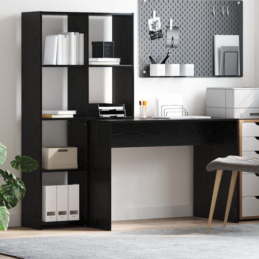 Skrivebord Svart Eik 138,5 x 55 x 143 cm Konstruert tre