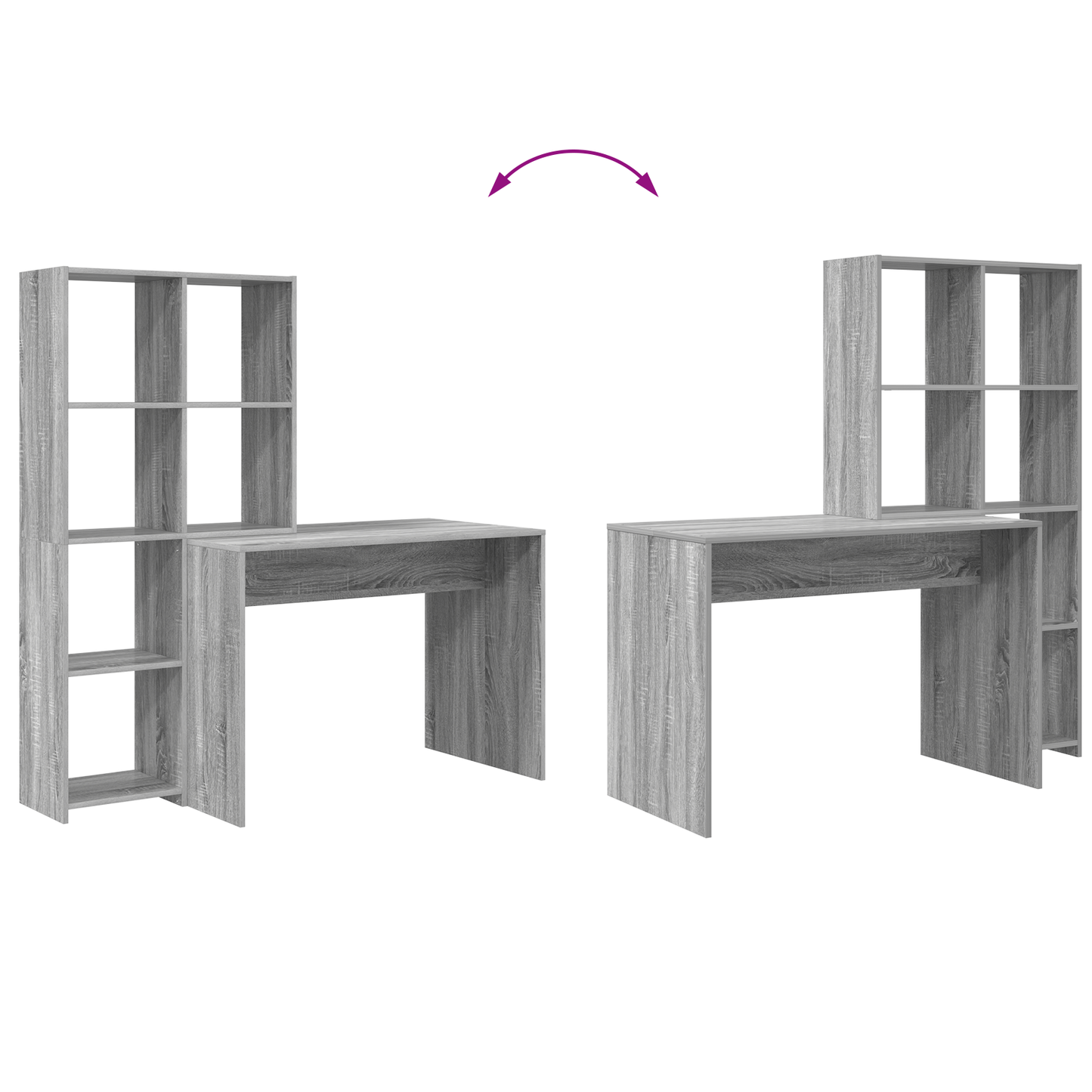 Skrivebord Grå Sonoma 138,5 x 55 x 143 cm Konstruert tre