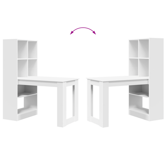 Skrivebord med hylle Hvit 122 x 67 x 145 cm Konstruert tre