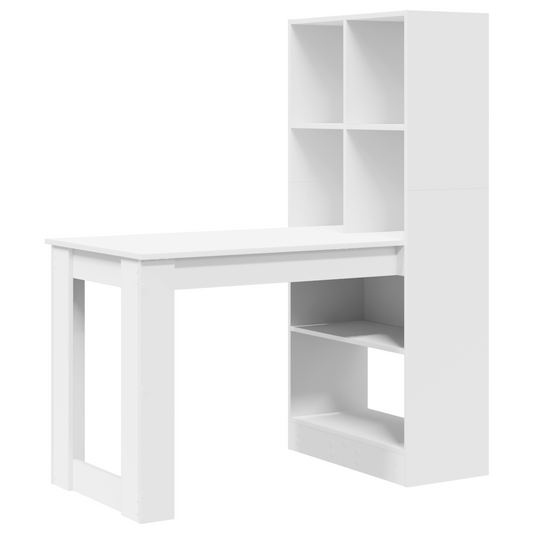 Skrivebord med hylle Hvit 122 x 67 x 145 cm Konstruert tre