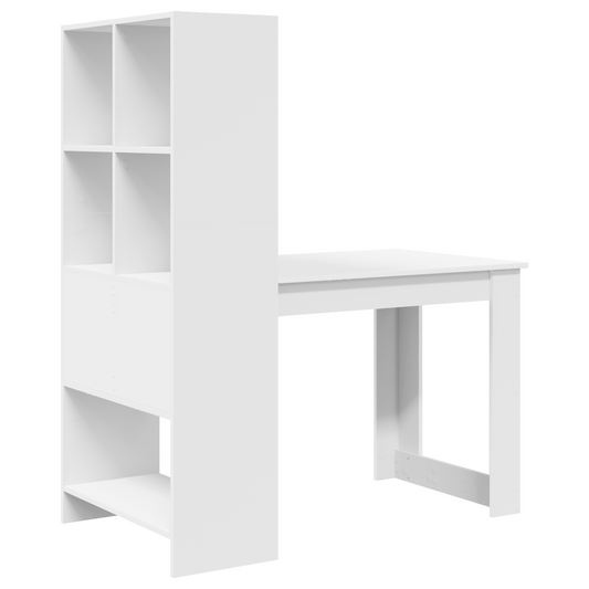 Skrivebord med hylle Hvit 122 x 67 x 145 cm Konstruert tre