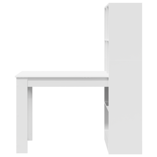 Skrivebord med hylle Hvit 122 x 67 x 145 cm Konstruert tre