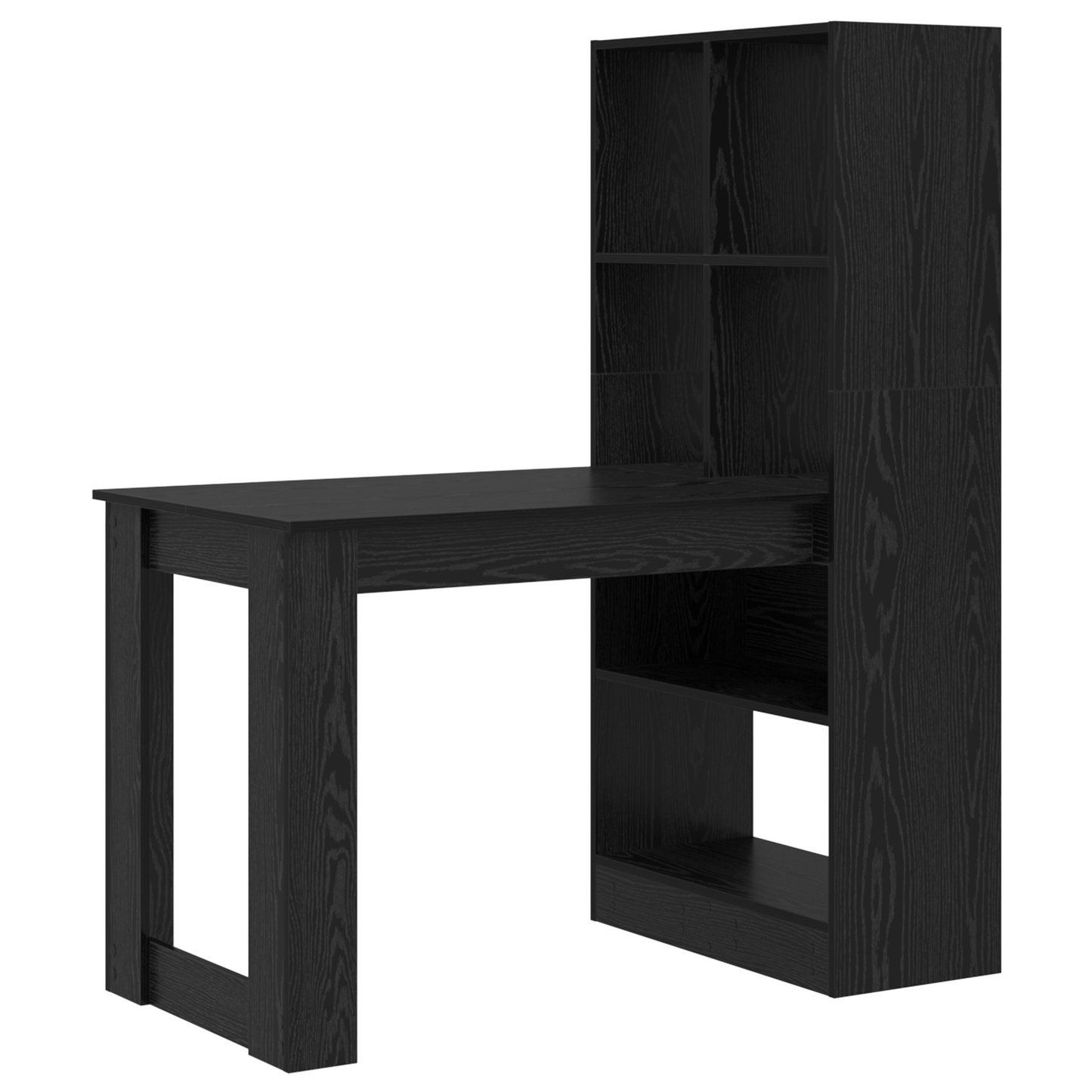 Skrivebord med hylle Svart Eik 122 x 67 x 145 cm Konstruert tre