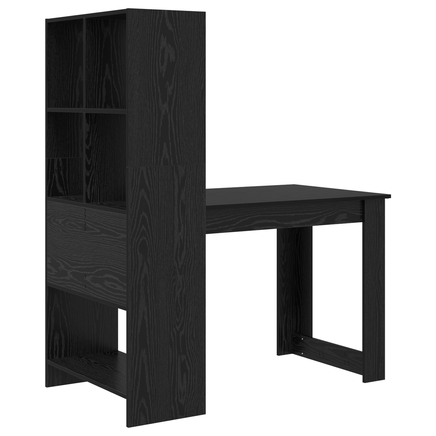 Skrivebord med hylle Svart Eik 122 x 67 x 145 cm Konstruert tre
