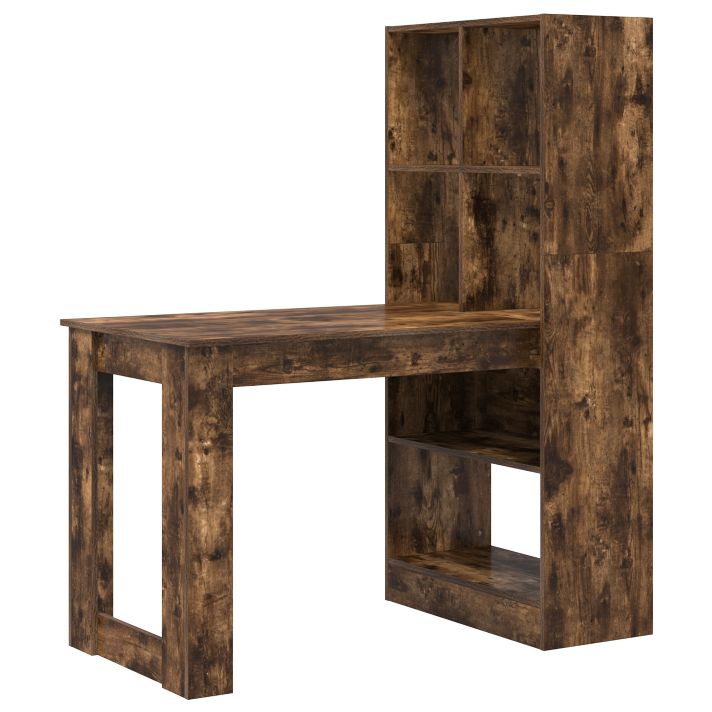 Skrivebord med hylle Røkt eik 122 x 67 x 145 cm Konstruert tre