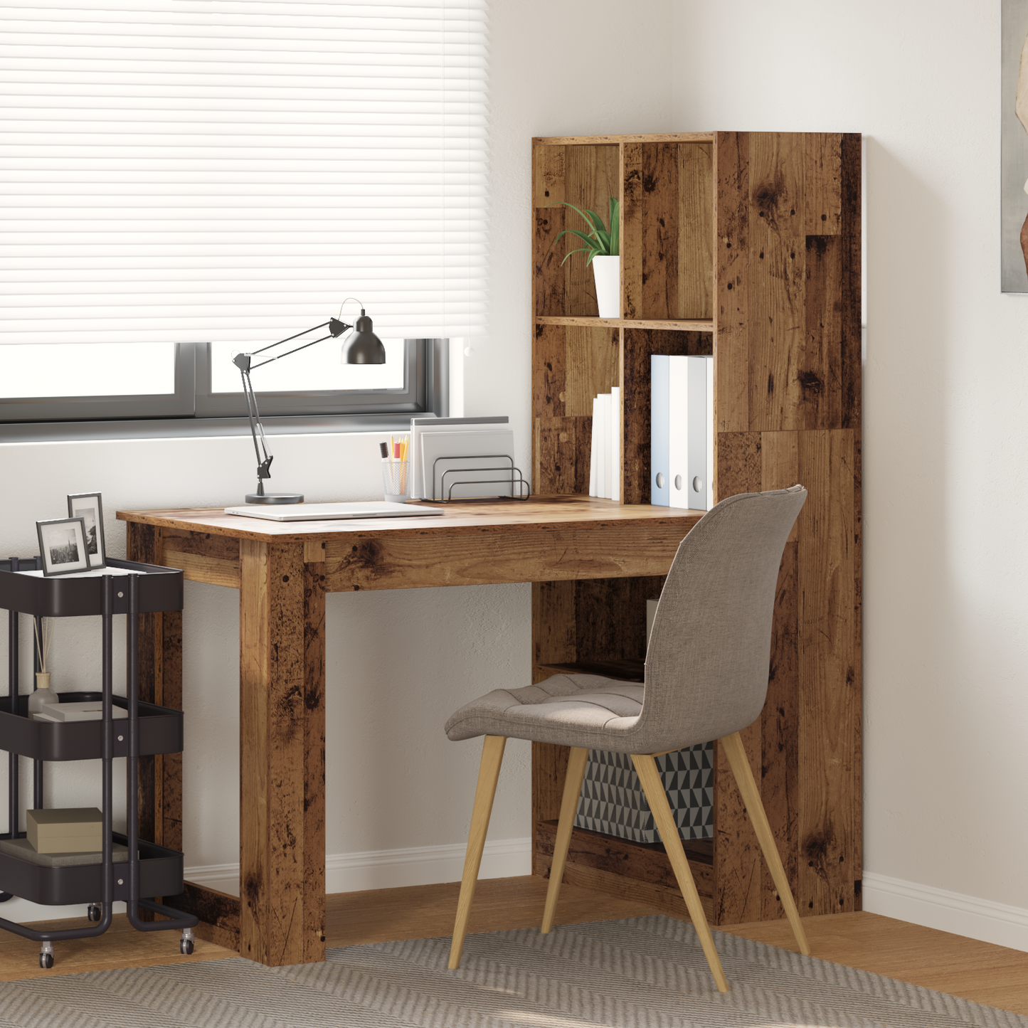 Skrivebord med hylle Gamle tre 122 x 67 x 145 cm Konstruert tre