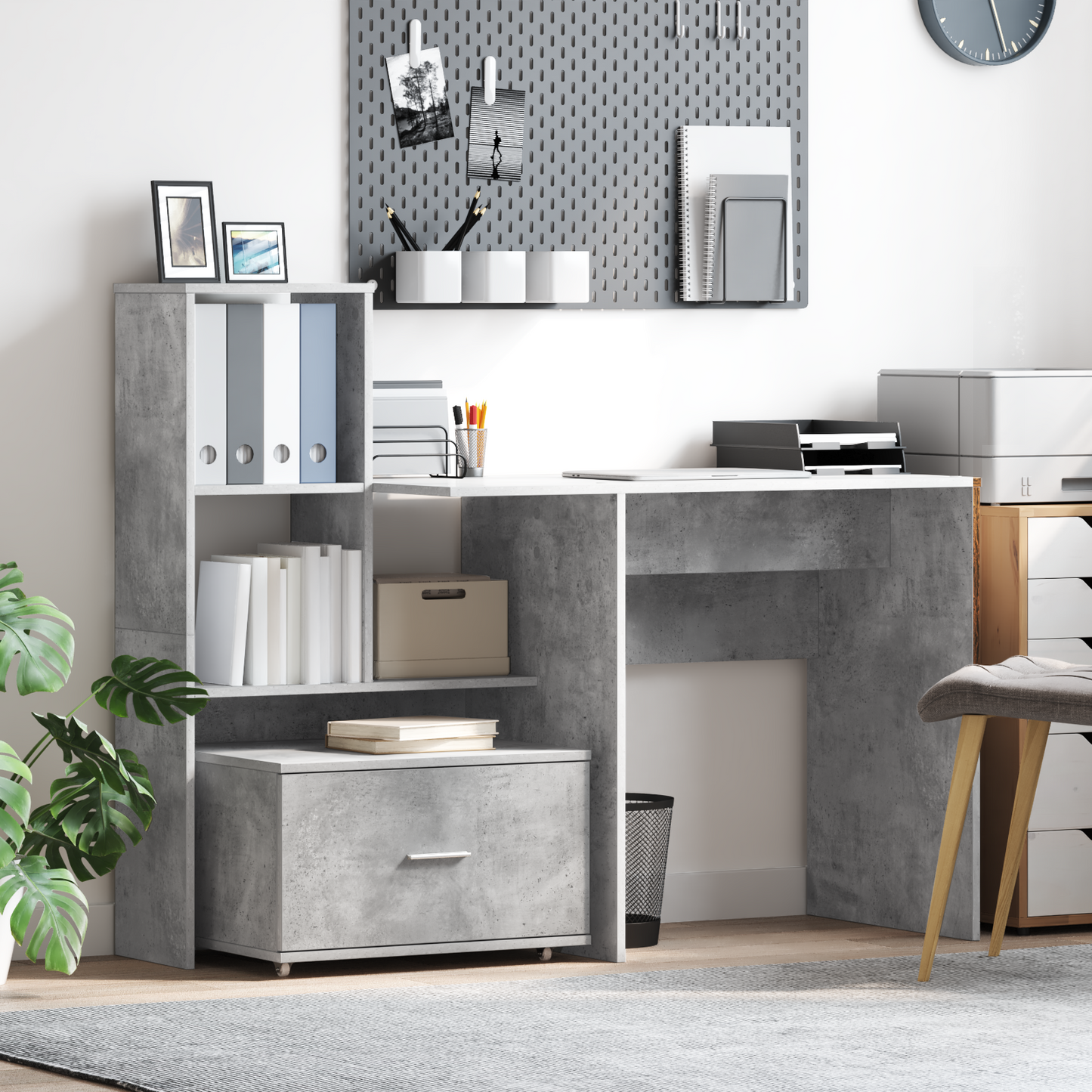 Skrivebord Betonggrå 131,5 x 50 x 106,5 cm Konstruert tre