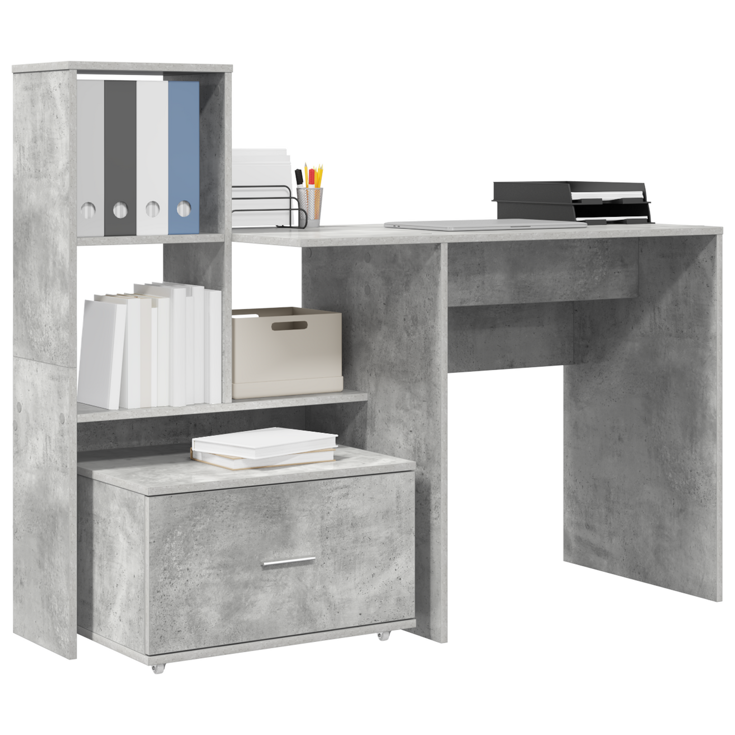 Skrivebord Betonggrå 131,5 x 50 x 106,5 cm Konstruert tre