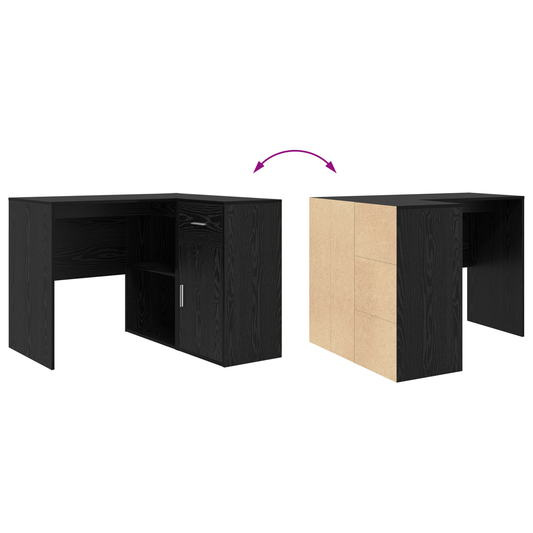 Hjørneskrivebord med skuff Svart Eik 102 x 88 x 75 cm