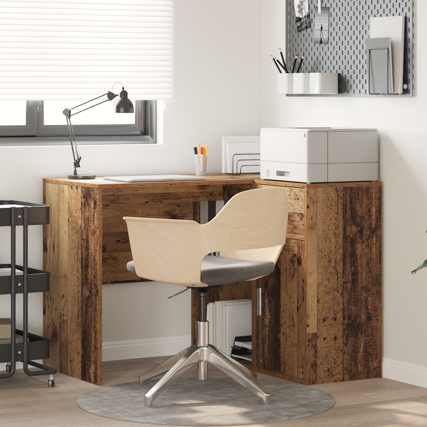 Hjørneskrivebord med skuff Gammelt tre 102 x 88 x 75 cm