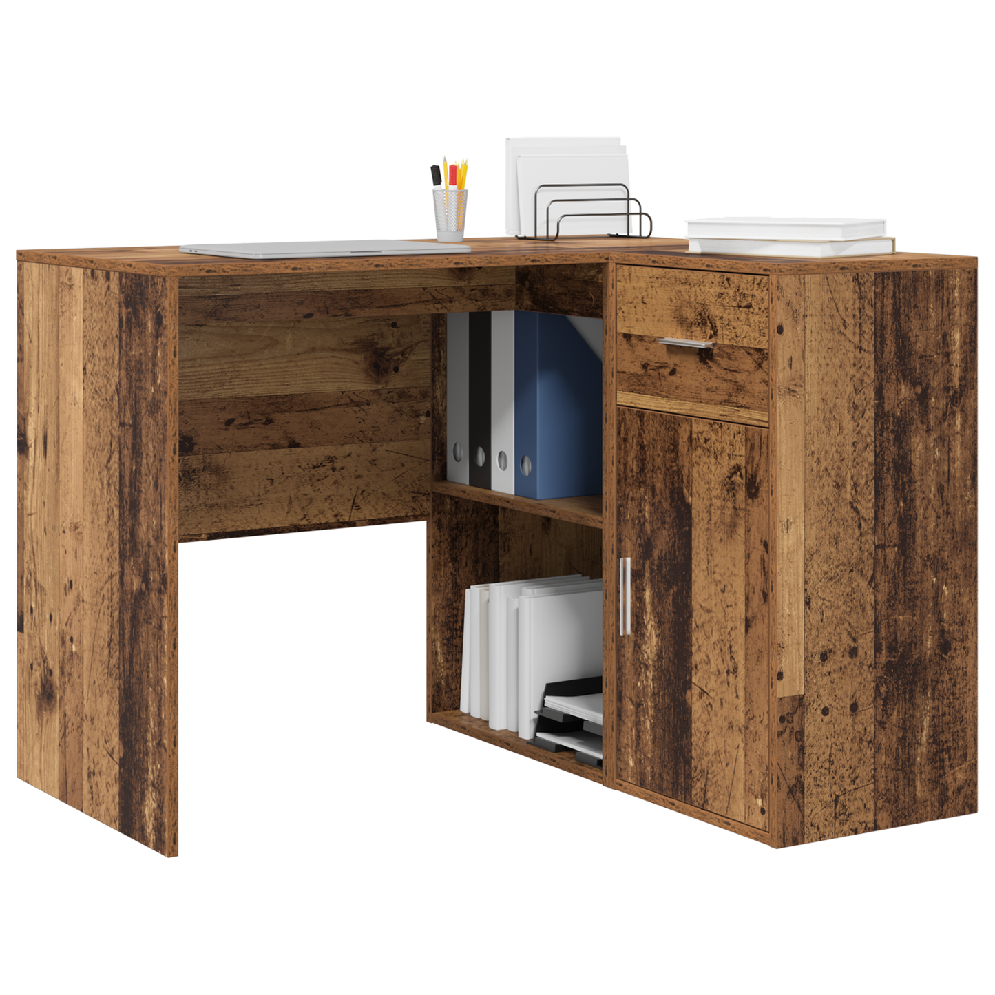 Hjørneskrivebord med skuff Gammelt tre 102 x 88 x 75 cm