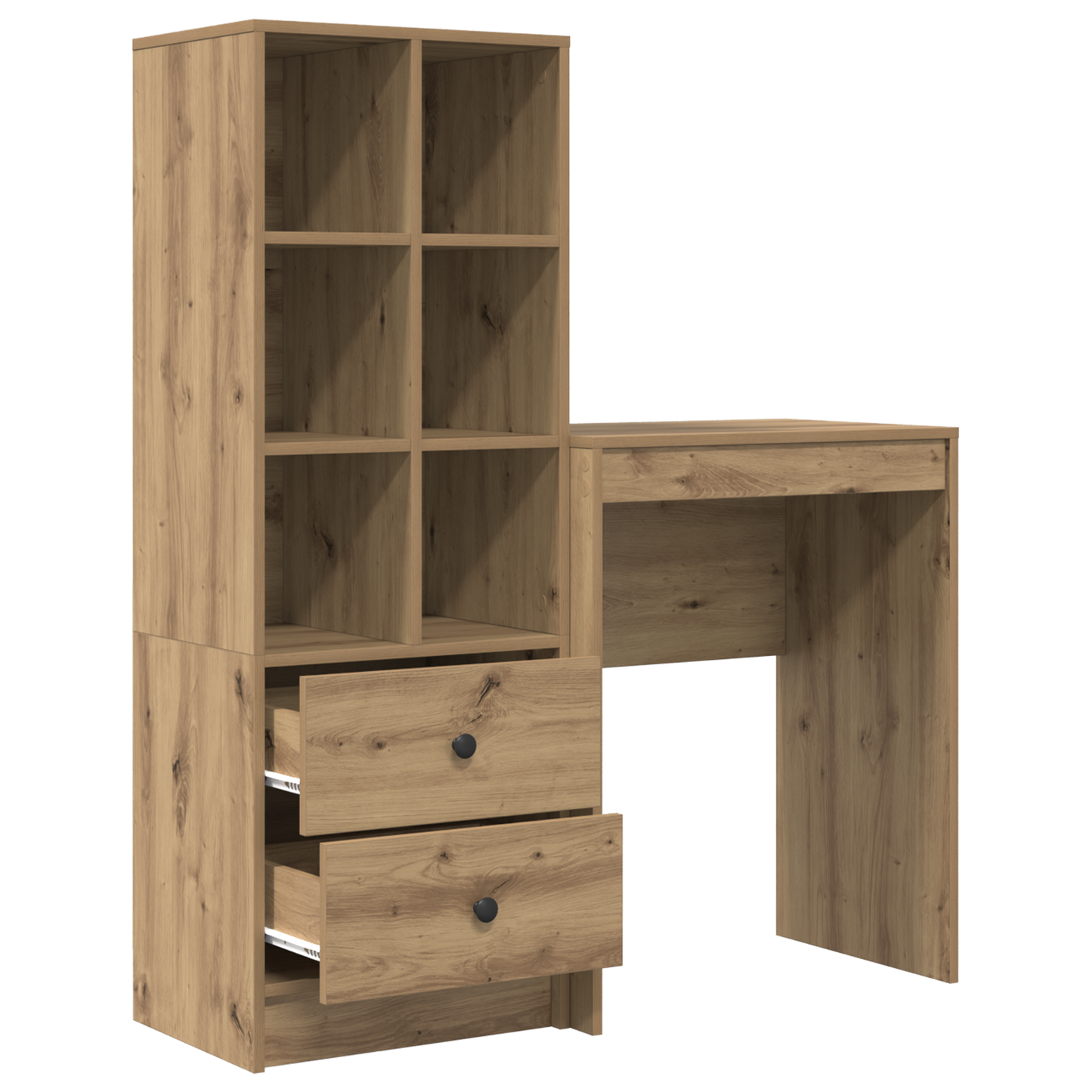 Skrivebord med skuff med hylle med lagring 2 pcs Artisan Eik