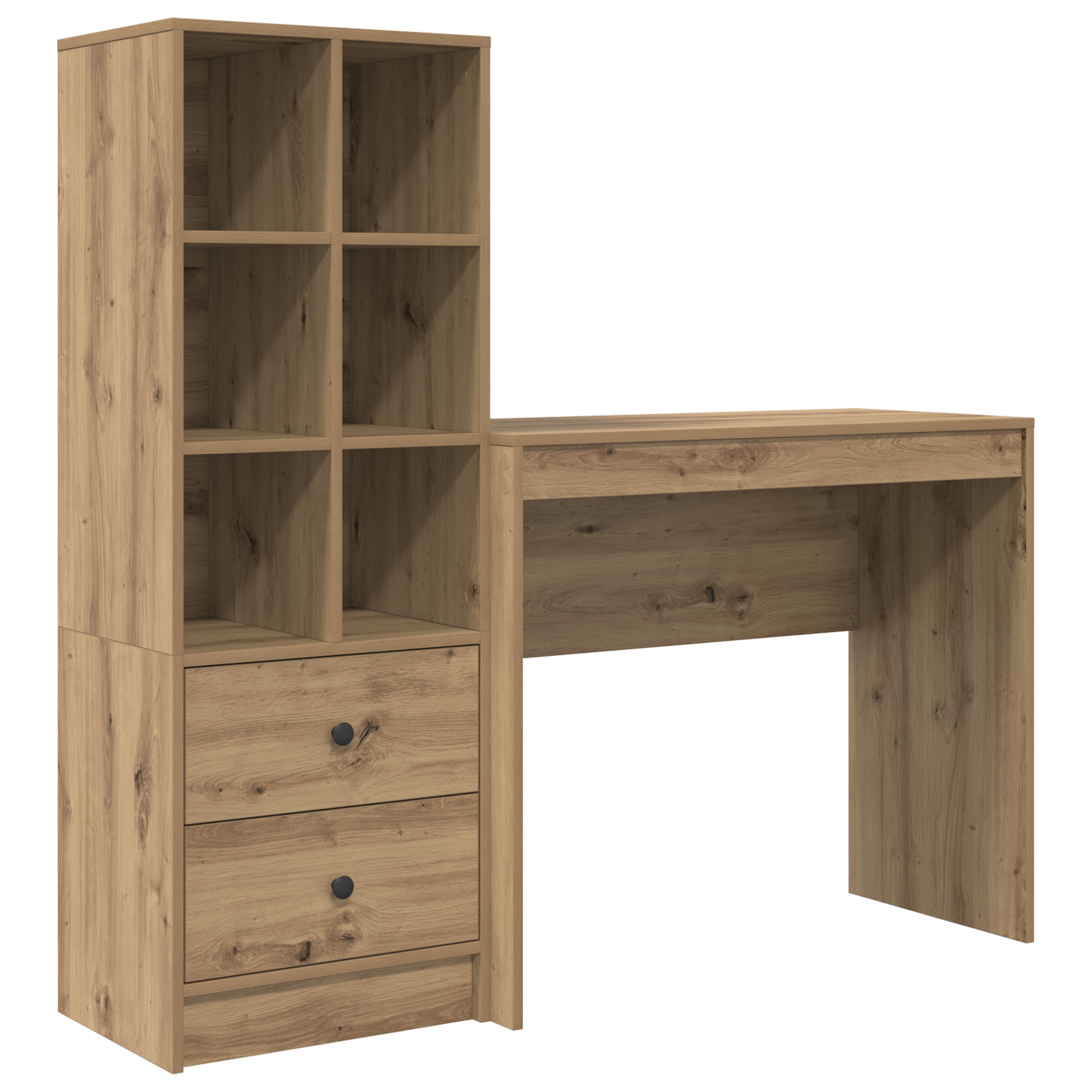 Skrivebord med skuff med hylle med lagring 2 pcs Artisan Eik