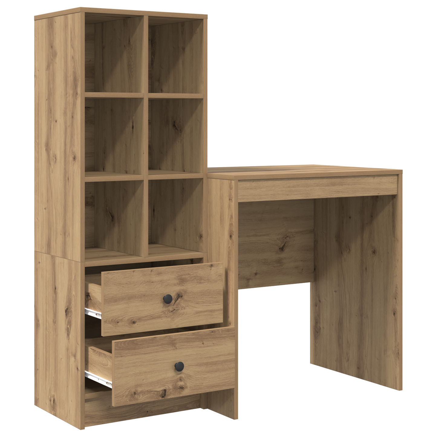 Skrivebord med skuff med hylle med lagring 2 pcs Artisan Eik