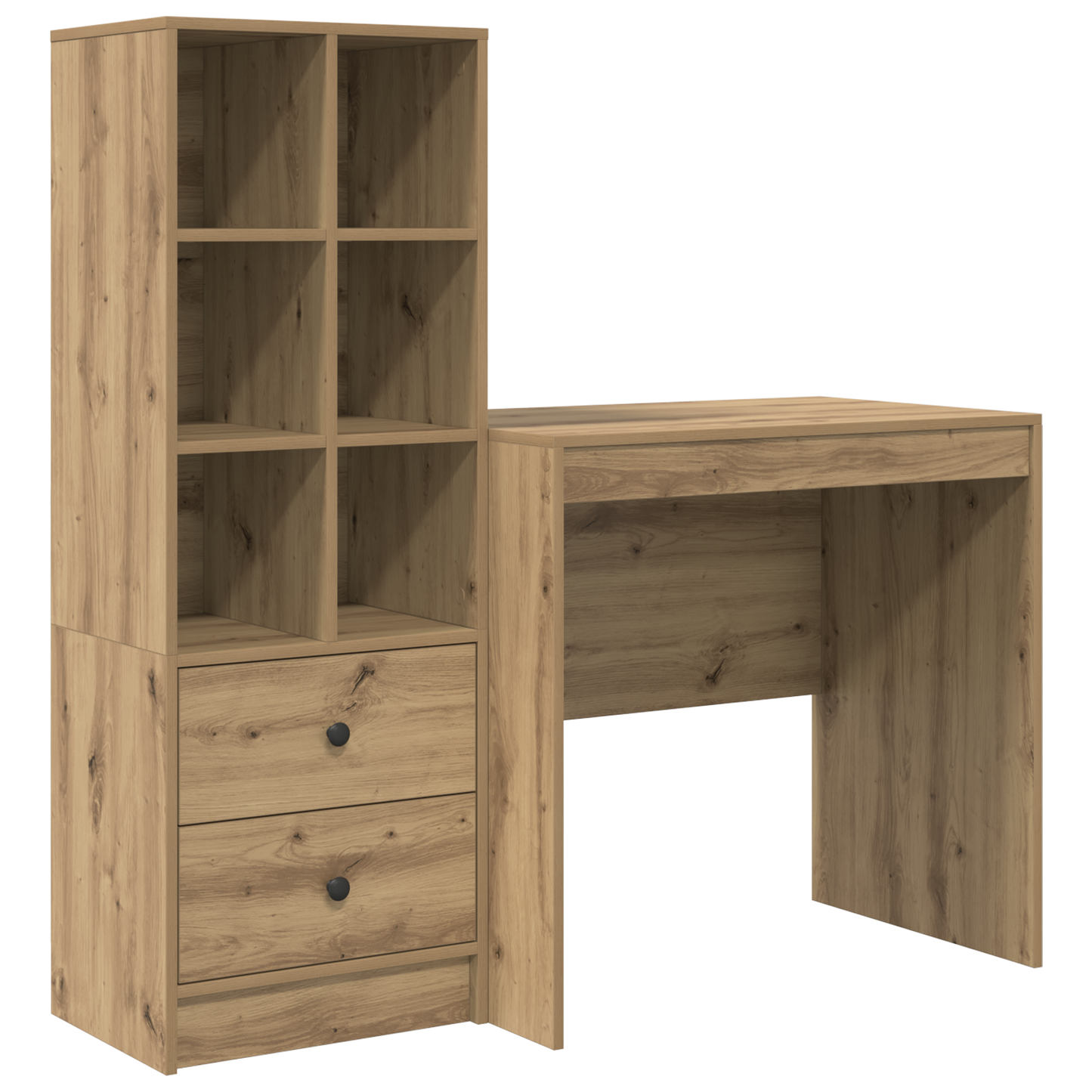 Skrivebord med skuff med hylle med lagring 2 pcs Artisan Eik