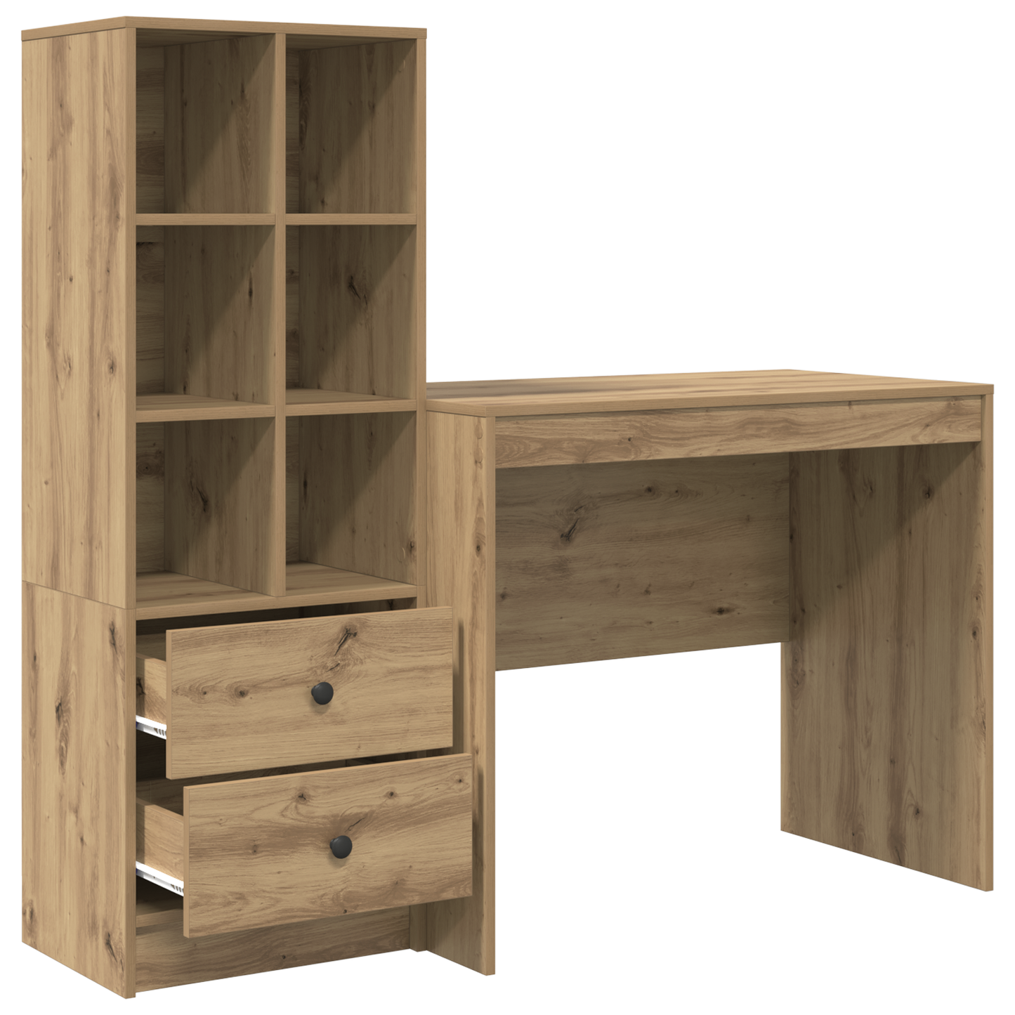 Skrivebord med skuff med hylle med lagring 2 pcs Artisan Eik