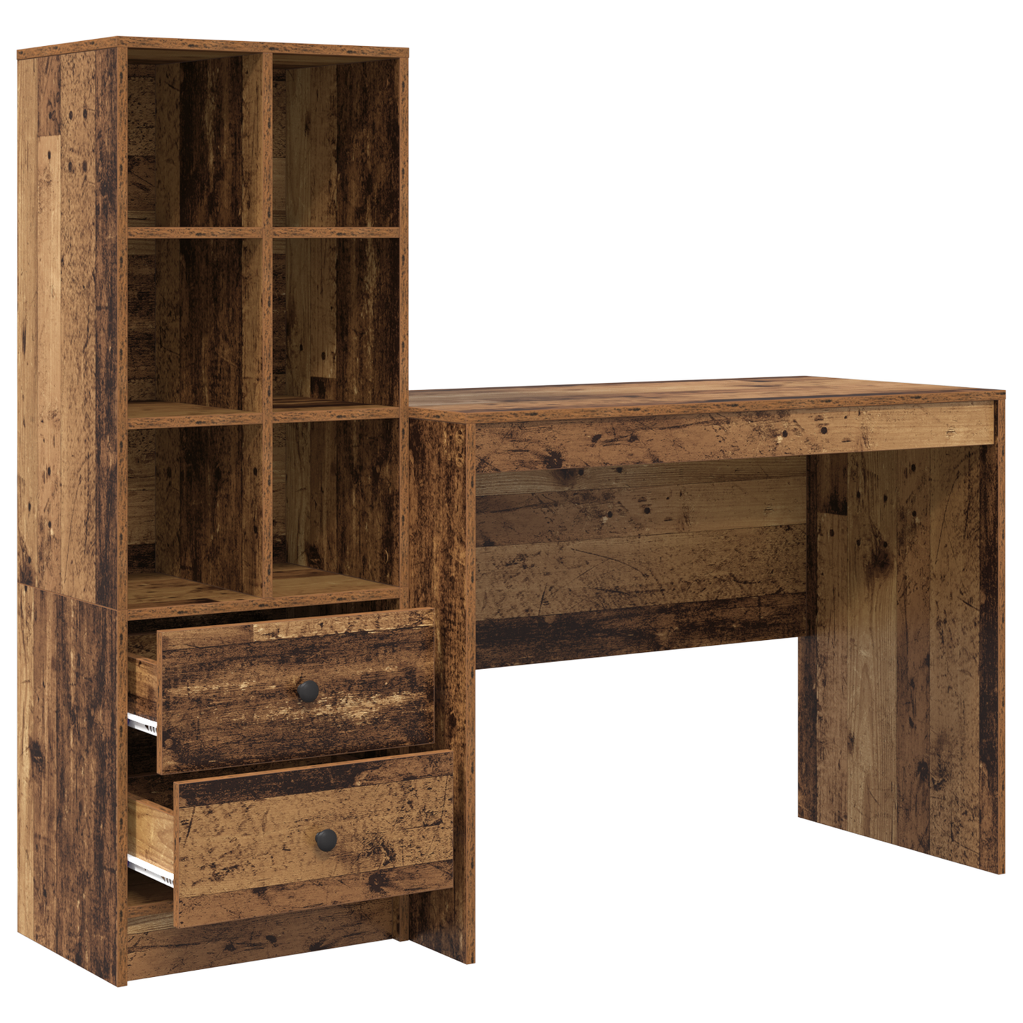 Skrivebord med skuff 2 pcs Gammelt tre