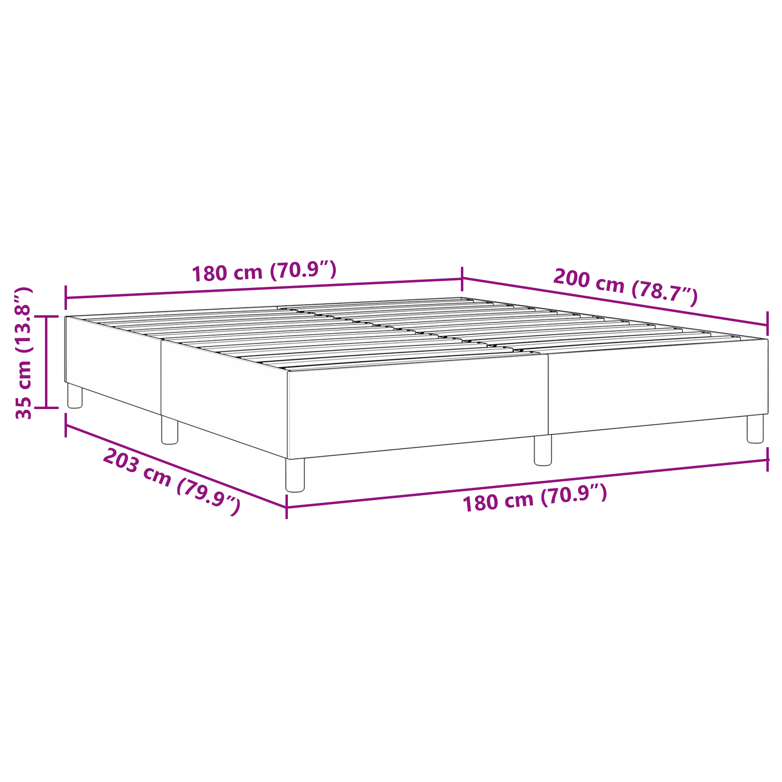 Plattform sengestel Blå 180 x 200 cm stoff