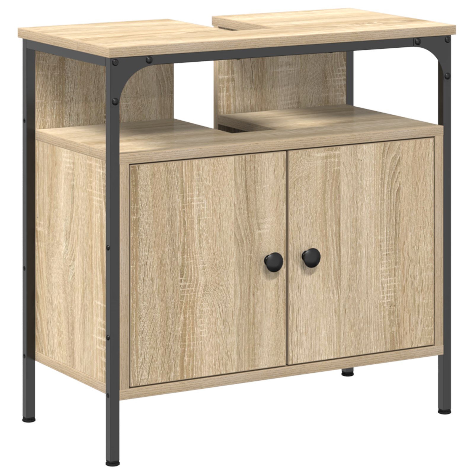 Baderomsinnredningssett med hylle 3 pcs Brun 33 x 33 x 120.5 cm
