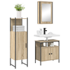 Baderomsinnredningssett med hylle 3 pcs Brun 33 x 33 x 120.5 cm