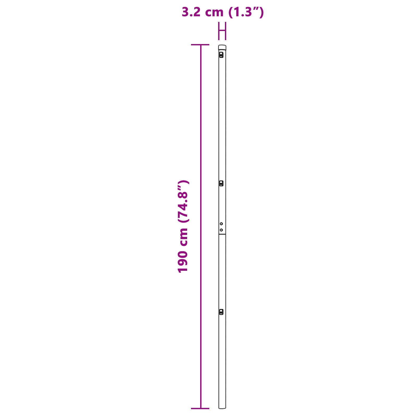 Gjerdepåle Annet 52 pcs Grå 3,2 x 3,2 x 190 cm Stål