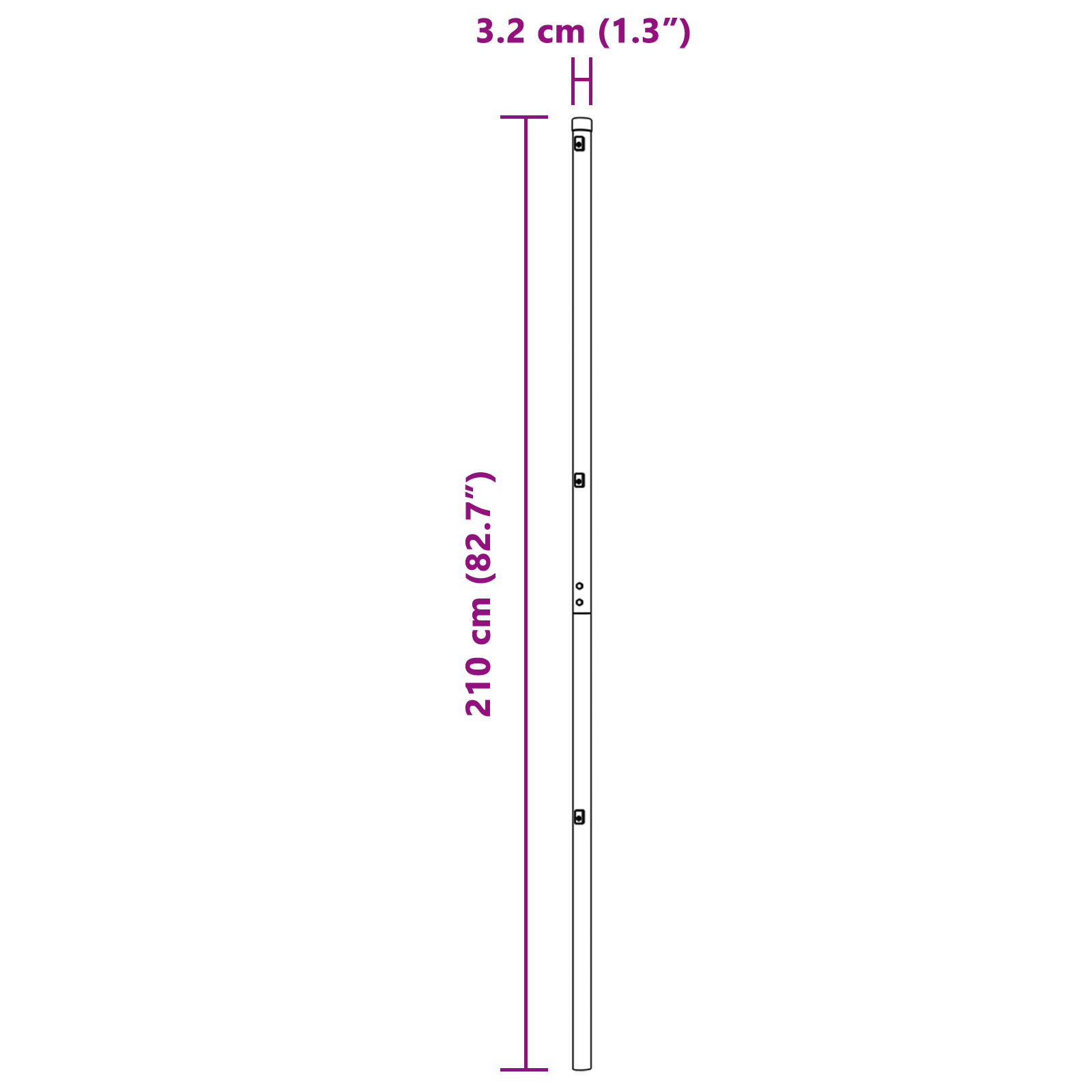 Gjerdepåle Annet 52 pcs Grå 3,2 x 3,2 x 210 cm Stål
