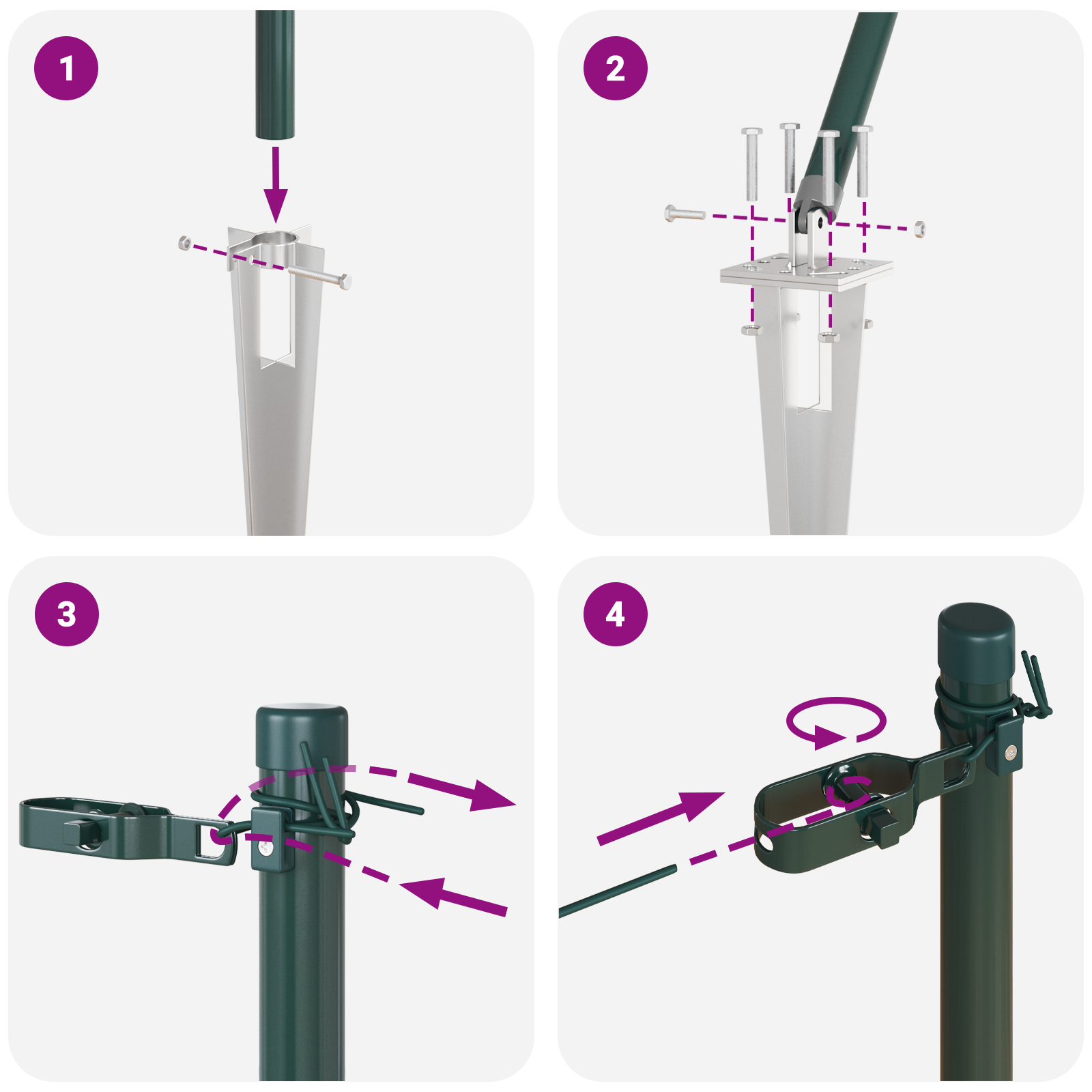 Gjerdepåle Annet 52 pcs Grå 3,2 x 3,2 x 170 cm Stål