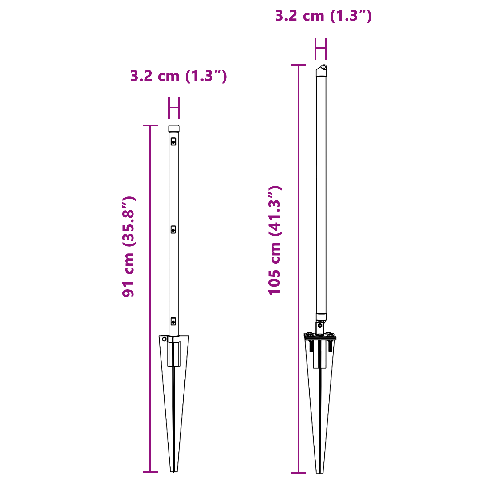 Gjerdepåle Annet 52 pcs Grå 3,2 x 3,2 x 60 cm Stål
