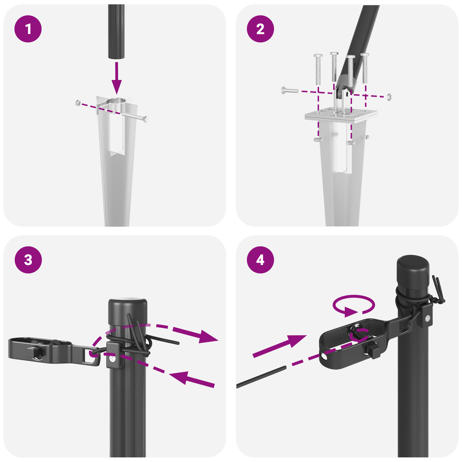 Gjerdepåle Annet 26 pcs Grå 3,2 x 3,2 x 170 cm Stål