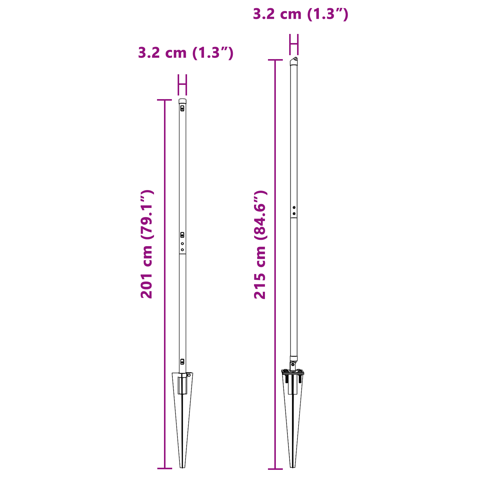 Gjerdepåle Annet 52 pcs Grå 3,2 x 3,2 x 170 cm Stål