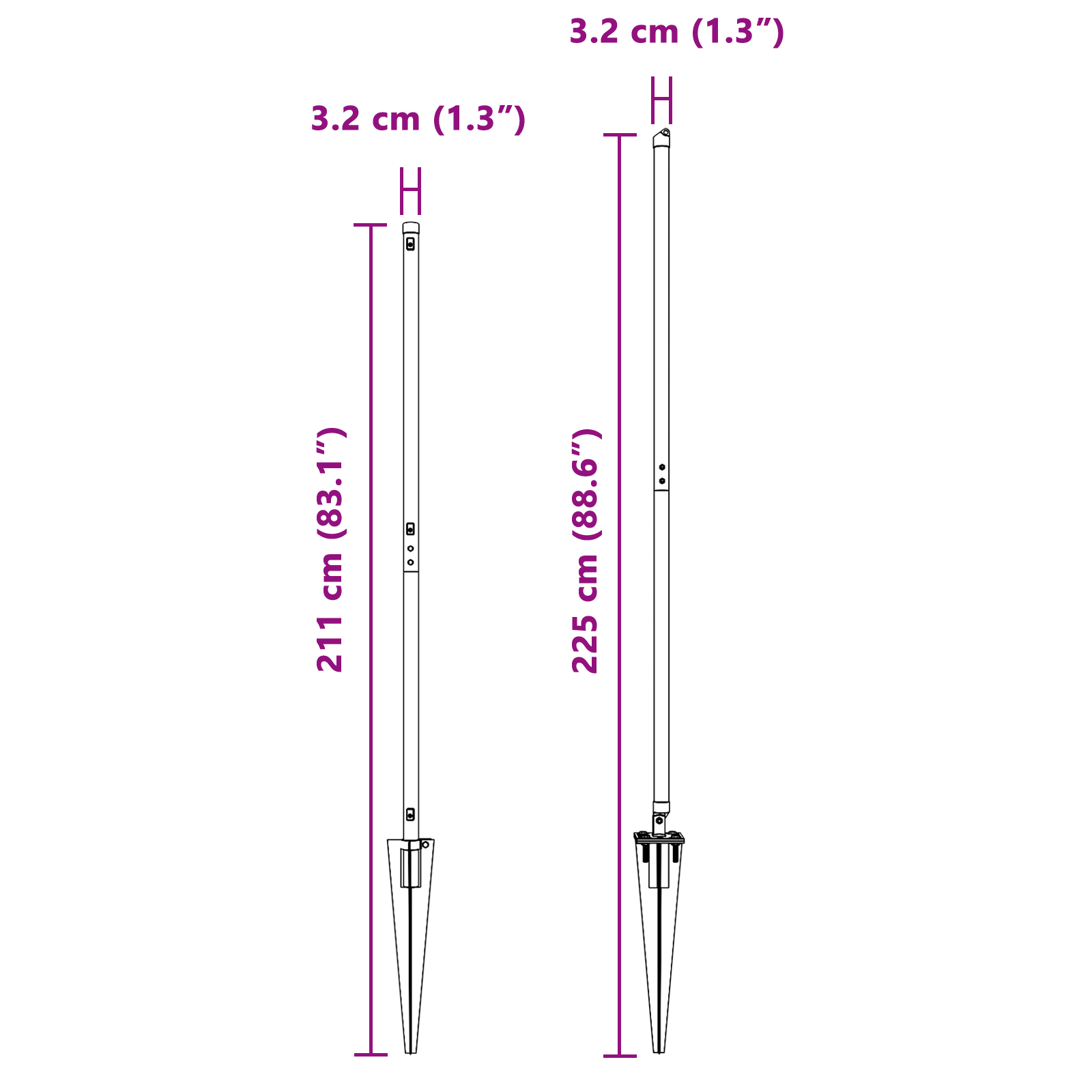 Gjerdepåle Annet 52 pcs Grå 3,2 x 3,2 x 180 cm Stål