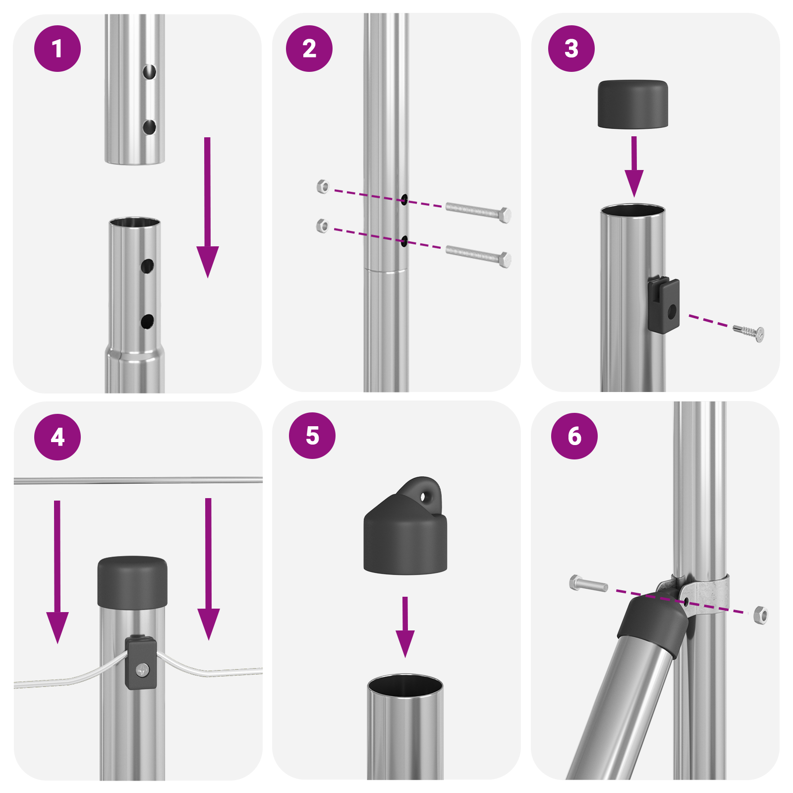 Gjerdepåle Annet 26 pcs Grå 3,2 x 3,2 x 160 cm Stål