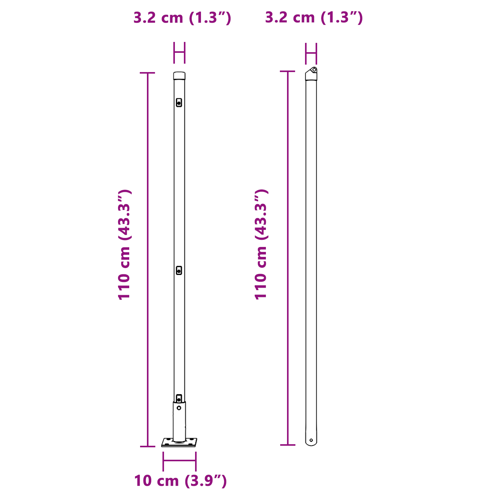Gjerdepåle Annet 52 pcs Grå 3,2 x 3,2 x 110 cm Stål