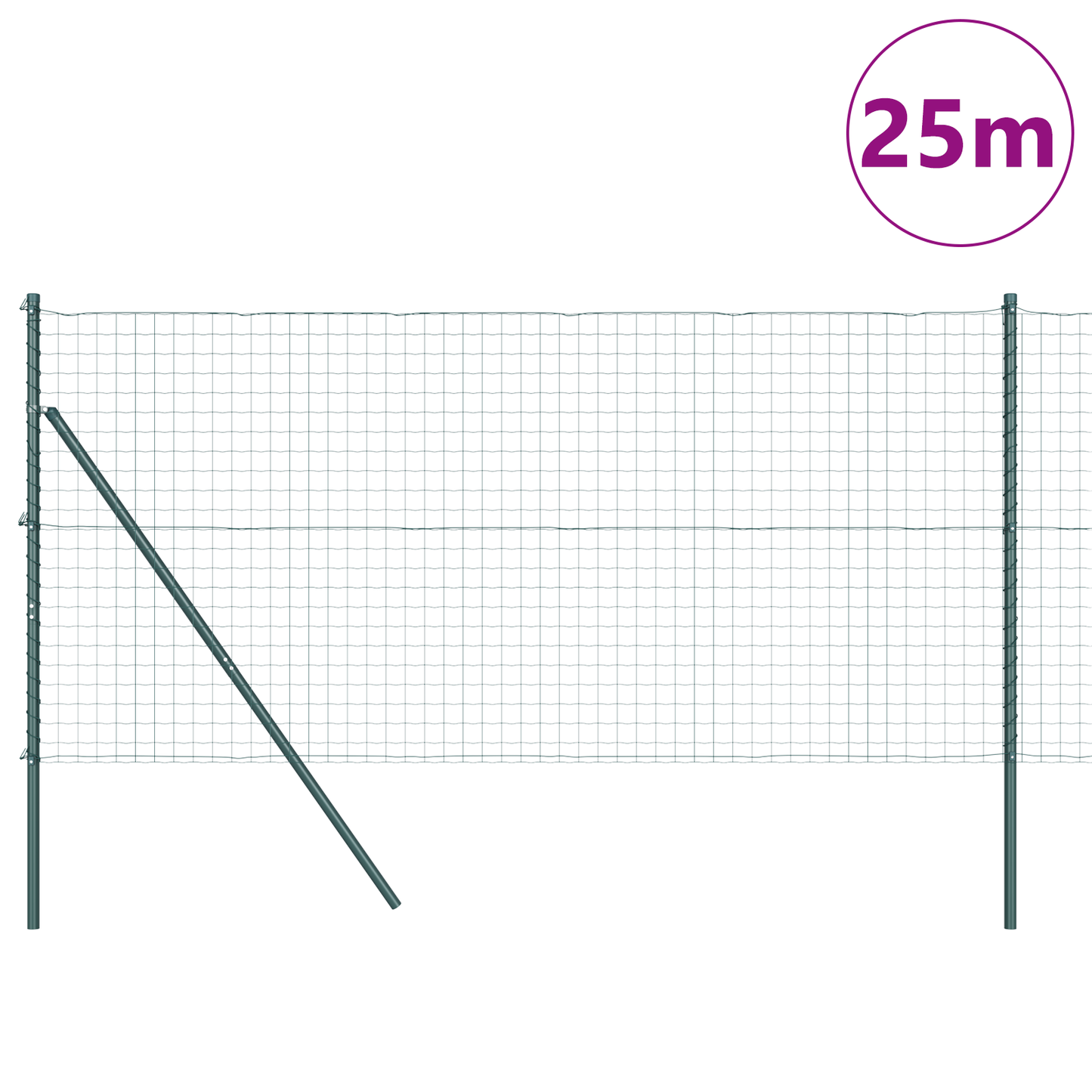 Gjerde med stolpe grønn 1 x 25 m Stål og PVC