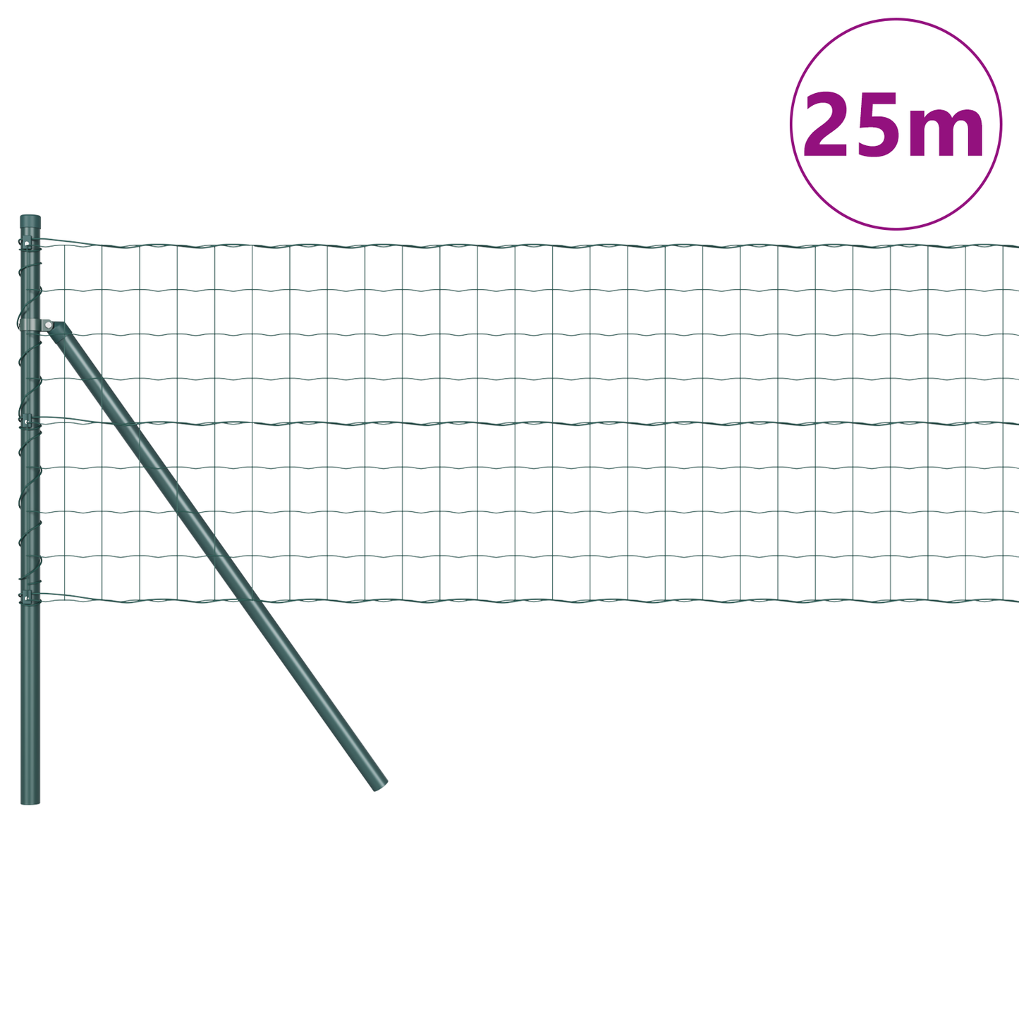 Gjerde med stolpe grønn 0,6 x 25 m Stål og PVC